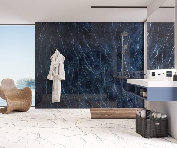 12"x24"x3/8" Antique Dark Blue Polished Porcelain Tile