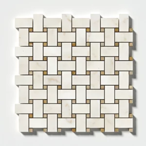 Afyon Sugar & Honey Onyx Polished Basket Weave Marble Mosaic 12x12