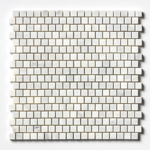 Carrara Blend Honed Staggered Joint Marble Mosaic 12x12