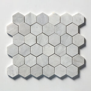 Carrara Blend Honed Hexagon 2 Marble Mosaic 10 3/8x12
