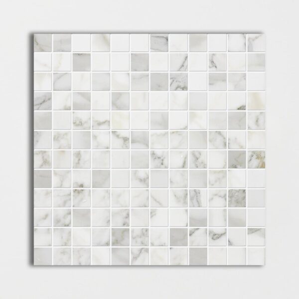 Calacatta Gold Polished 1x1 Marble Mosaic 12x12