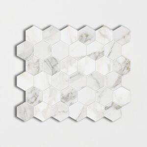 Calacatta Gold Polished Hexagon Marble Mosaic 12x12