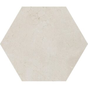 Hexagon Crema Marfil Polished Marble Waterjet Decos 5 25/32x5