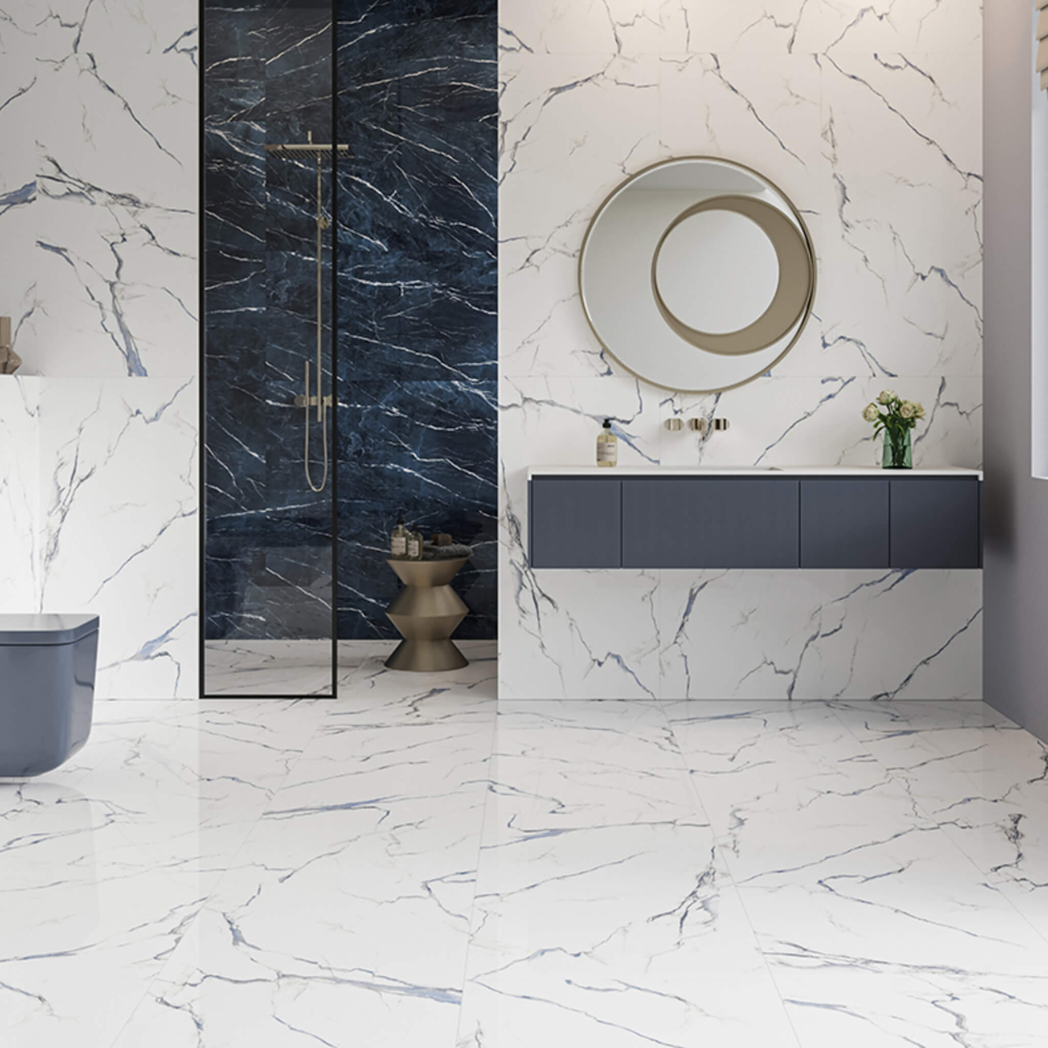 Calacatta Aqua Polished Porcelain Tiles - 12"x24"x3/8"