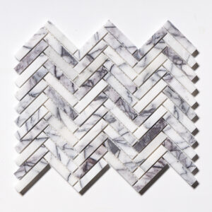 Lilac Honed Herringbone Marble Mosaic 12 1/8x13 3/8