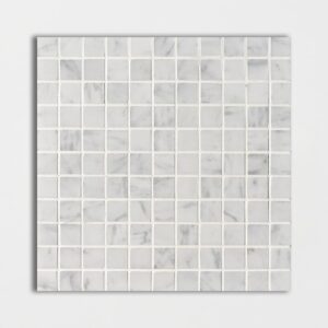 White Carrara C Honed 1x1 Marble Mosaic 12x12