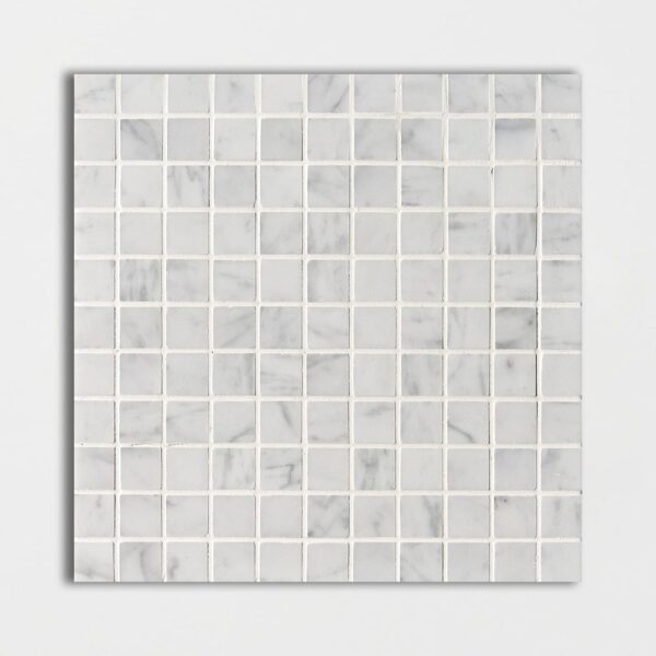 White Carrara C Honed 1x1 Marble Mosaic 12x12
