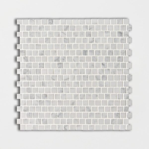 White Carrara C Honed 5/8x5/8 Marble Mosaic 12x12