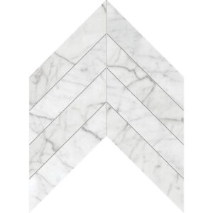 Chevron White Carrara C Honed Marble Waterjet Decos 13x10