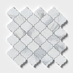 Calacatta Gold Royal Honed Meshed Arabesque Mosaic