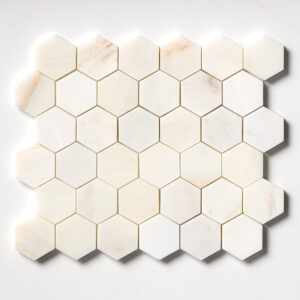 Calacatta Amber Honed Hexagon Marble Mosaic 10 3/8x12