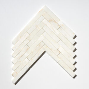 Calacatta Amber Honed Large Herringbone Marble Mosaic 12 7/8x8 9/16