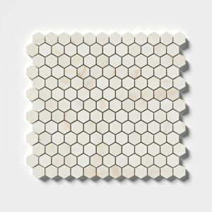 Calacatta Amber Honed Hexagon Marble Mosaic 11 5/8x12 3/8