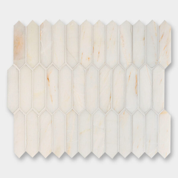 Calacatta Amber Honed Baby Picket Marble Mosaic 13 3/16x11