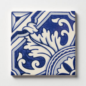 Blue Petals Glazed Ceramic Tile 6"x6"x3/8" - $10.82 / pcs