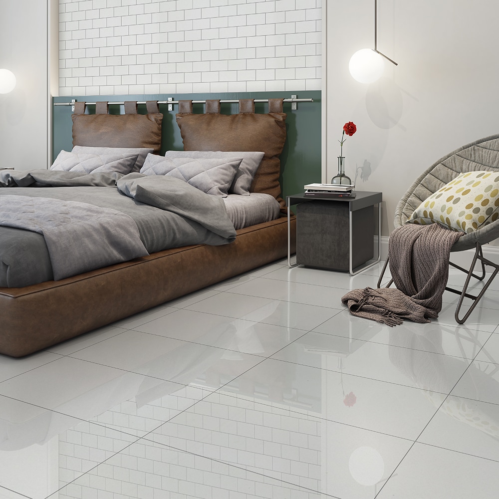 Marginal White Polished Marble Look Porcelain Tile 12"x24"x25/64" - $6.06 per sq. ft.